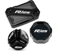 LOTFI Fit For YAMAHA R125 YZF R125 2010-2023 Accessories Motorcycle Aluminum Front Rear Brake Fluid Reservoir Cover Engine Oil Filler Cap (Size : Black-3 Caps Combo)