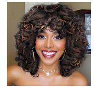 Lotfon Curly Wigs for Black Women Soft Honey Blonde Short Curly Afro Wig Curly Curly Synthetic Heat Resistant for African American Women (1B /