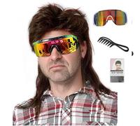 Lotfon Mullet Wig for Men, Joe Dirt, Emo Wig, 80s 90s Costumes, Fancy Party Accessory, Cosplay Wig, Halloween Man x (Dark Brown)