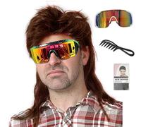 Lotfon Mullet Wig for Men, Joe Dirt, Emo Wig, 80s 90s Costumes, Fancy Party Accessory, Cosplay Wig, Halloween Man x (Brown)