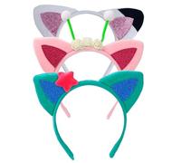 LOTGET 3pcs Cat Ears Headbands, Hairband Accessories for Kids Boys Girls Birthday Party Supplies Accessories,Cartoon Cosplay Headpiece Hair Clips Supplies (Pink,White,Blue)
