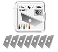 Lothee 100 Packs Replacement Blades Mini Fiber Optic Drop Cable Slitter Blades 1.21 Inches Trapezoid Single Hole Locking Blade High Precision Carbon Steel