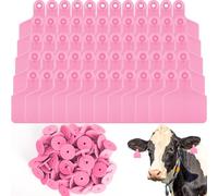 Lothee 100 Pcs Blank Cattle Ear Tags Large Plastic Precision Animal Identification Blank Livestock Ear Tags for Cattle Cow Horse Dog Pig Goat Sheep Farm Management (Pink)