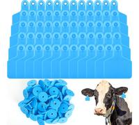 Lothee 100 Pcs Blank Cattle Ear Tags Large Plastic Precision Animal Identification Blank Livestock Ear Tags for Cattle Cow Horse Dog Pig Goat Sheep Farm Management (Blue)