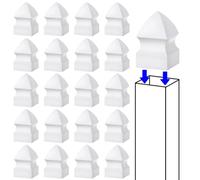 Lothee 20 Pcs 1 1/2" X 1 1/2" Vinyl Post Cap Gothic Fence Post Caps White Decking Caps PVC Fence Parts for Decks Decking Mailbox Cap