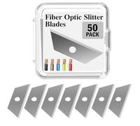 Lothee 50 Packs Replacement Blades Mini Fiber Optic Drop Cable Slitter Blades 1.21 Inches Trapezoid Single Hole Locking Blade High Precision Carbon Steel