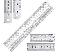Lothee 6 Pieces Bulk Metal Yard Stick Large Stainless Steel Ruler Rule Measure Straight Edge 1 Metre Meter 40 Inch / 100 cm School Classroom Measuring Tool for Student Teacher Woodworking