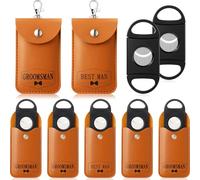 Lothee 7 Pack Groomsmen Cigar Cutter Gifts Set with Leather Pouch Keychain Guillotine Double Blade Cigar Cutters Bulk Stainless Steel Clippers Accessories for Wedding Groomsmen Best Men Ideas Gifts