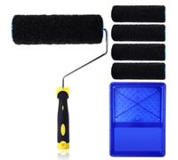 Lothee 9 Inch Paint Roller Tool Kit with Paint Roller Brush Frame, 5 Pieces High-Density Foam Painting Rollers Covers and Painting Tray for Applying Wall Compound, House Cabinets, Doors