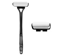 Lotion Applicator for Back & Body- Long Reach Folding Handle with 2 Reusable Foam RollersLotion Applicator for Back,Easy Self Application of Shower Bath Body Wash Brush, Skin Cream, Suntan (Black)