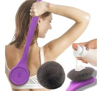 Lotion Applicator For Back, Feet, Long Handle Curved, Back Sunscreen Applicator for Kids, Women, Ultra Soft Bristles for Ultimate Comfy, Apply Cream Moisturizer, Self Tanner, Purple