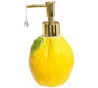 Lotion Dispenser Ceramic Fruit Shaped Soap Dispenser Liquid Body Lotion Bottle Hand For Bathroom Kitchen Dish Soap Bottle(Lemon gold Pump)