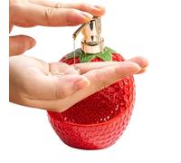 Lotion Pump Dispenser, Strawberry Ceramic Bottle, 20 Oz Liquid Soap Container with Refillable Design System, Sink Dispenser with Compact Holder Structure, Home Hygiene Accessory for Shower Use