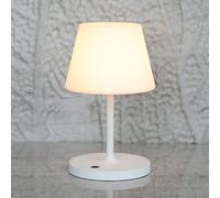 LOTITOL Outdoor Table Lamp/Cordless USB Rechargeable 4000mAh / 2700K LED/Touch Dimmable/Portable Battery Operated / IP44 Waterproof/PE Shade/Bedroom Dinning Camping Patio (9.6in, White)