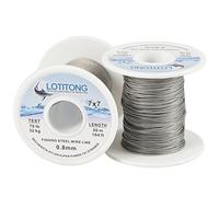 LOTITONG 50 Meters 70 Pound Test Fishing Steel Wire line 7x7 Strands 0.8mm Trace Coating Wire Leader Coating Jigging Wire Lead Fish Jigging Line Fishing Wire Stainless Steel Leader Wire