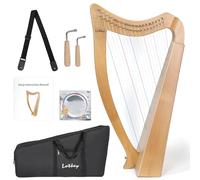 Lotkey 19 Strings Beech Wood Harp, Complete Accessories with Tuning Wrench,Bag,Strap,Instruction & Spare Strings, Lyre Harp for Beginners & Professionals,Ideal Musicial Gift for Decor & Performance