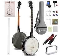 Lotkey 38-Inch 5 String Banjo, Remo Drum Head Full Size Banjos, Resonator and Open-Back Dual Styles with Beginner's Manual, Banjo Strings, Bridge, Tuner, Finger Picks, Strap for Adults, Professional