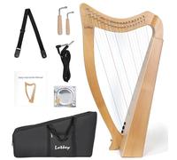 Lotkey Electric 19 Strings Beech Wood Harp, Complete Accessories with Tuning Wrench,Bag,Strap,Instruction,Audio Cable & Spare Strings, Lyre Harp for Beginners & Professionals,Ideal Gift