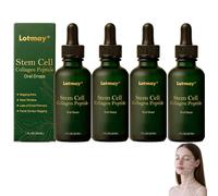 Lotmay Stem Cell & Collagen Peptide Oral Drops, Firming Anti Wrinkle Face Oral Drops for Women & Men to Improve Elasticity, Brighten Skin Tone & Smooth Texture (4PC)