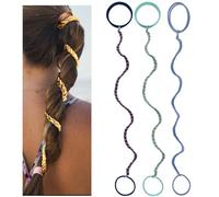 LOTMIAI Hair Ties for Sports, Elastic Hair tie 16 inch Longhairs Ponytail Holders, Colorful Braided Pony Tail Wrap for Wind and Water 3 Packs B