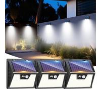 LOTMOS 3 Pack Solar Lights Outdoor Garden, 176 LED Security Lights Motion Sensor, 3 Modes Waterproof Solar Powered Wall Fence Lights for Outside Stair Garage Yard Frontdoor, Cool White