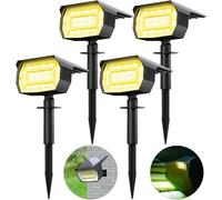 LOTMOS 4 Pack Solar Lights Outdoor Garden, 72 LED Solar Spot Lights 3 Modes Solar Landscape Spotlights Waterproof Dusk-to-Dawn Spot Lights Solar Powered for Garden Yard Driveway Pathway, Warm White