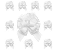 Lotnery 10 Pcs 6in Snow Gauze Elegant Pull Bows, White Car Ribbon for Wedding, Perfect for Gift Wrapping, Flower Decorations, Party, Christmas and Wedding Ceremonies