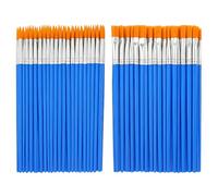 Lotnery 100 Pcs Kids Paint Brushes Set Bulk, 50 Flat & 50 Round Pointed Small Paint Brushes for Acrylic Painting, Watercolor, Canvas Face Painting Craft, Ideal for Classroom, Children, Students