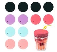 Lotnery 12PCS Drink Covers Anti Spike Prevention Scrunchie, Polyester-Spandex Blend Elastic Cup Protectors with Straw Hole for Dust & Insect Protection - Essential for Bar, Club and Night Out Safety