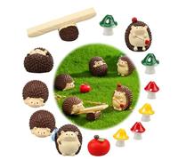 Lotnery 13pcs Enchanting Fairy Garden Accessories Kit: Vibrant Mushrooms, Cute Hedgehogs, Apple & Seesaw - Weather-Resistant Outdoor & Indoor Decor for Magical Miniature Gardens, DIY Craft
