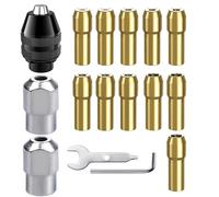 Lotnery 16PCS Drill Chuck Collet Set for Dremel, Brass Collet Set,Collet Nut Kit, 0.5-3.2mm Shank Replacement 4486 Rotary Tools and Electric Grinder, Accessory with Replacement Brass Collet Set