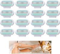 Lotnery 16PCS Replacement Razor Blades Compatible with Gillette Venus, 3-Layer Smooth Shave, Pivoting Head & Effortless Glide for Women (Blue)