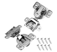 Lotnery 2 Pack Silent Buffered Internal Folding Cupboard Hinges with 8 Screws, Soft Close 110 Degree Kitchen Cabinet, Wardrobe Door Hinges, 45mm Bore, Nickel Plated for Home Renovation, 8X6cm Compact
