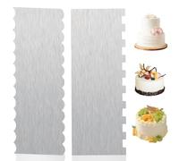 Lotnery 2 Pcs Cake Scraper, 9 Inch Double Sided Cake Smoother, Cake Scraper Buttercream Smoother, Stainless Steel Cakes Scraper Pastry Scraper Tool for Decorating Cream, Mousse, and Gummy-Cakes