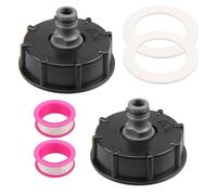 Lotnery 2 Pcs IBC Tank Adapter, IBC Connector S60X6 to 4 Water Storage Tank Tap, 1/2" Course Threaded Storage Tank Cover for Water Storage Tanks Hose Fitting Parts - Durable, Leak-Proof Design, Black