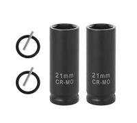 Lotnery 21mm Deep Impact Socket Set 2-Piece, 1/2-Inch Drive Professional CR-V Steel, Thickened Extended Reach Scaffolding Nut Tool, Durable Impact Socket for Industrial Construction, DIY
