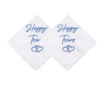 Lotnery 2Pcs Embroidered Cotton Wedding Handkerchief Set - Sentimental Keepsake for Bride and Father of the Bride Gifts, Perfect for Happy Tears on Your Special Day, Soft and Absorbent