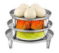 Lotnery 3 Pcs Stainless Steel Steaming Rack Set with Removable Legs, Multi-Size Steam Inserts for Pots, Pressure Cookers & Kitchen Cooking (18/20/22cm)