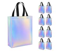 Lotnery 8 Pcs Glossy Rainbow Party Bags - Reusable Luxury Gift Bags with Sturdy Handles & Base for Girls Birthday, Frozen-Themed Parties, Christmas, Wedding Favours & Shopping