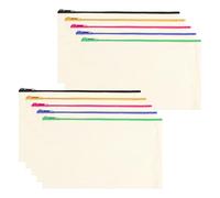 Lotnery Blank Fabric Bag with Zipper, 10 Pcs DIY Blank Pencil Case, Canvas Cosmetic Bag, Bag for Painting, 21x12cm, Multipurpose Canvas Pouch Plain Zipper Pouch for Travel Craft School, Multi Color