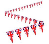 Lotnery British Flag Bunting - 12 Metres Long with 30 Double-Sided Union Jack Triangle Flags, 20x28cm Size, Perfect for Garden Parties, Street Celebrations and Events Decorations