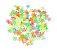 Lotnery Glow in The Dark Stars Wall Decals Set: 200 Colourful 3cm Stars & 1 Large 8cm Moon for Magical Kids Room Decoration, Easy to Apply Night Sky Effect, Safe Non-Toxic Bedtime Light