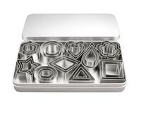 Lotnery Mini Cookie Cutters Set - 30 Stainless Steel Tiny Polymer Clay Cutters, Pastry Dough, Fruit & Crafts | Star, Hexagon, Heart, Oval Raindrop Geometric Shapes | Food Pastry Cutter