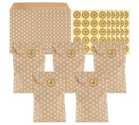 Lotnery Mini Polka Dot Brown Paper Bags 100pcs with Thank You Stickers | Small Kraft Gift Bags for Parties, Birthdays, Weddings | Size 8x15cm | with Thank You Label Stickers for Sweets and Treats