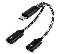 Lotnery USB C to Dual USB C Splitter Adapter for Simultaneous Charging and Audio Playback with PD 60W Fast Charging, Compatible with iPhone 16/15, iPad, Galaxy S Series, and Laptops