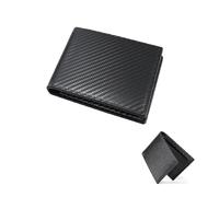 Lotnery Wallets Slim Carbon Fiber Leather, Minimalist Leather Wallets for Men UK, Card for Fathers Day Dad Gifts Mens with Calling and ID Card Window (Black)