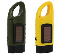 Lotnery Wind Up Torch 2 Pack - Solar & Hand Crank Rechargeable Emergency Torch with Carabiner | Camping Light for Hiking, Climbing & Power Cuts (Yellow & Green)