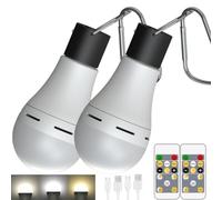 LOTOFIT Rechargeable Light Bulbs with Remote USB, Chicken Coop Light with Timer, 180LM Portable LED Camping Light Bulbs with 4 Light Modes for Tent, Camp, Hiking, Home