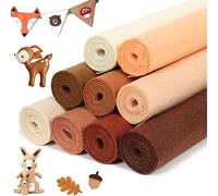LOTOFUN 9Pcs Stiff Felt Fabric: 20x90cm Assorted Brown Colors Series Bundle Non-Woven Fabric Sheets 1mm Thick for DIY Father's Day Gifts