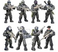 LOTOLO 8 PCS SWAT Military Action Figures,City Police Building Block Toys with Multiple Military Weapons Accessories,Party Favors Set (SDU)